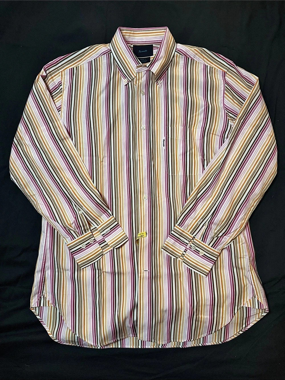 Faconnable Classic Large Striped Button Down in White & Pink Large Like New